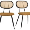 Chaises design en tissu velours bronze, métal noir et cannage rotin (lot de 2) SWANN