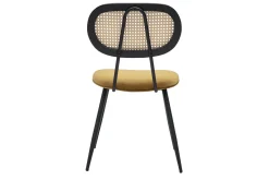 Chaises design en tissu velours bronze, métal noir et cannage rotin (lot de 2) SWANN