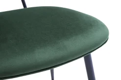 Chaises design en tissu velours vert foncé, métal noir et cannage rotin (lot de 2) SWANN