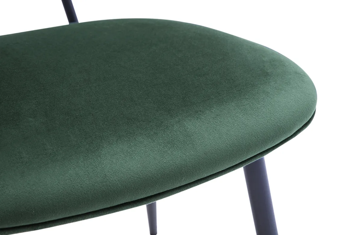 Chaises design en tissu velours vert foncé, métal noir et cannage rotin (lot de 2) SWANN