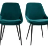 Chaises design en tissu velours bleu pétrole et métal noir (lot de 2) HOLO