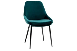 Chaises design en tissu velours bleu pétrole et métal noir (lot de 2) HOLO