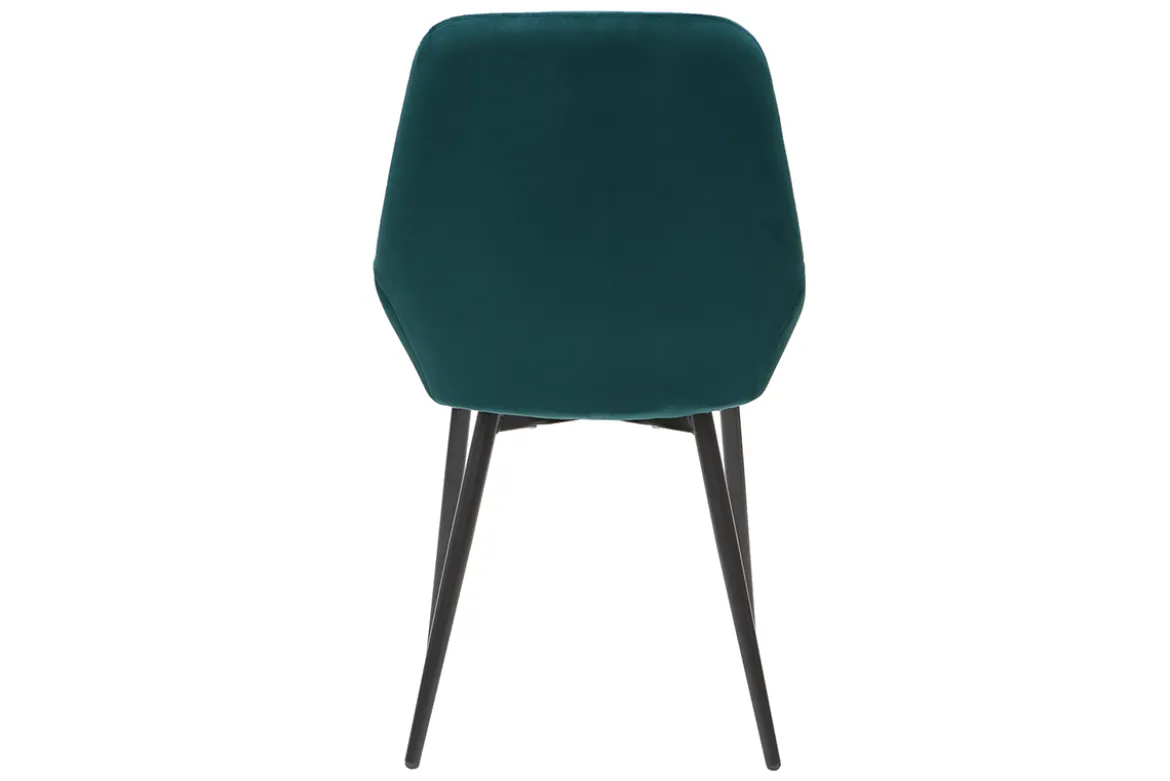 Chaises design en tissu velours bleu pétrole et métal noir (lot de 2) HOLO