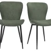 Chaises design en tissu velours côtelé vert kaki et métal noir (lot de 2) ADDICT