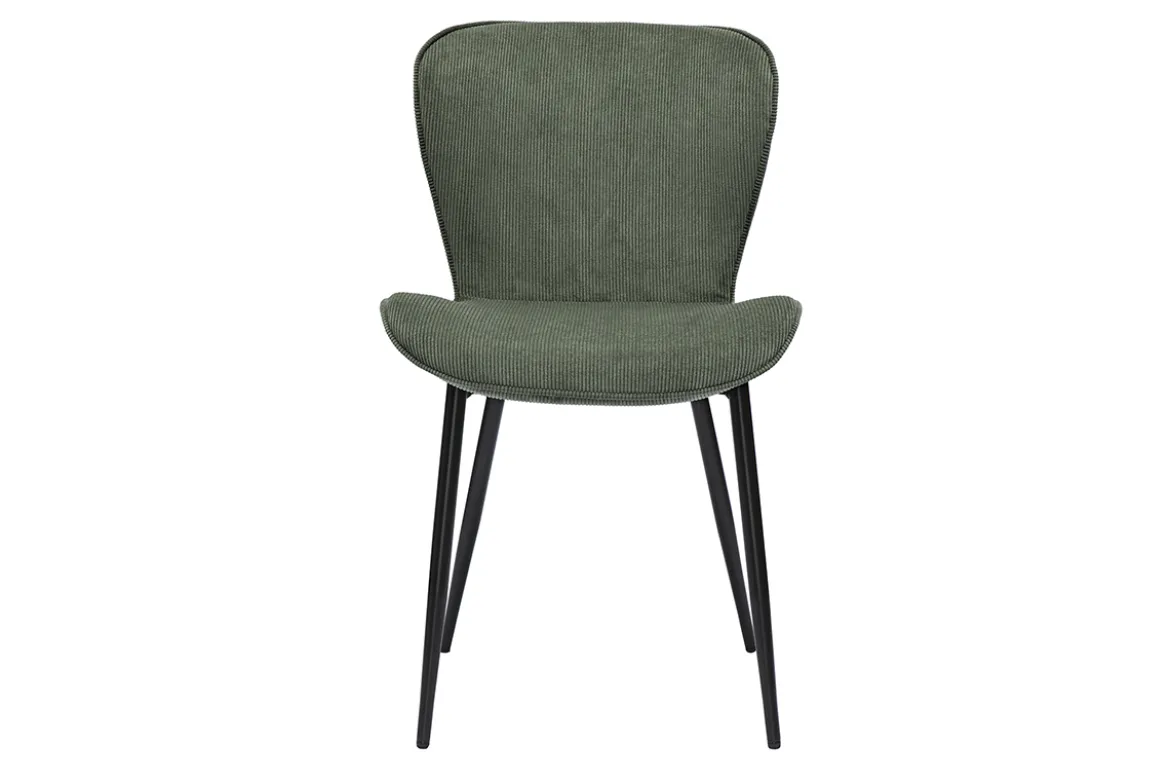 Chaises design en tissu velours côtelé vert kaki et métal noir (lot de 2) ADDICT