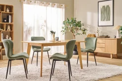 Chaises design en tissu velours côtelé vert kaki et métal noir (lot de 2) ADDICT