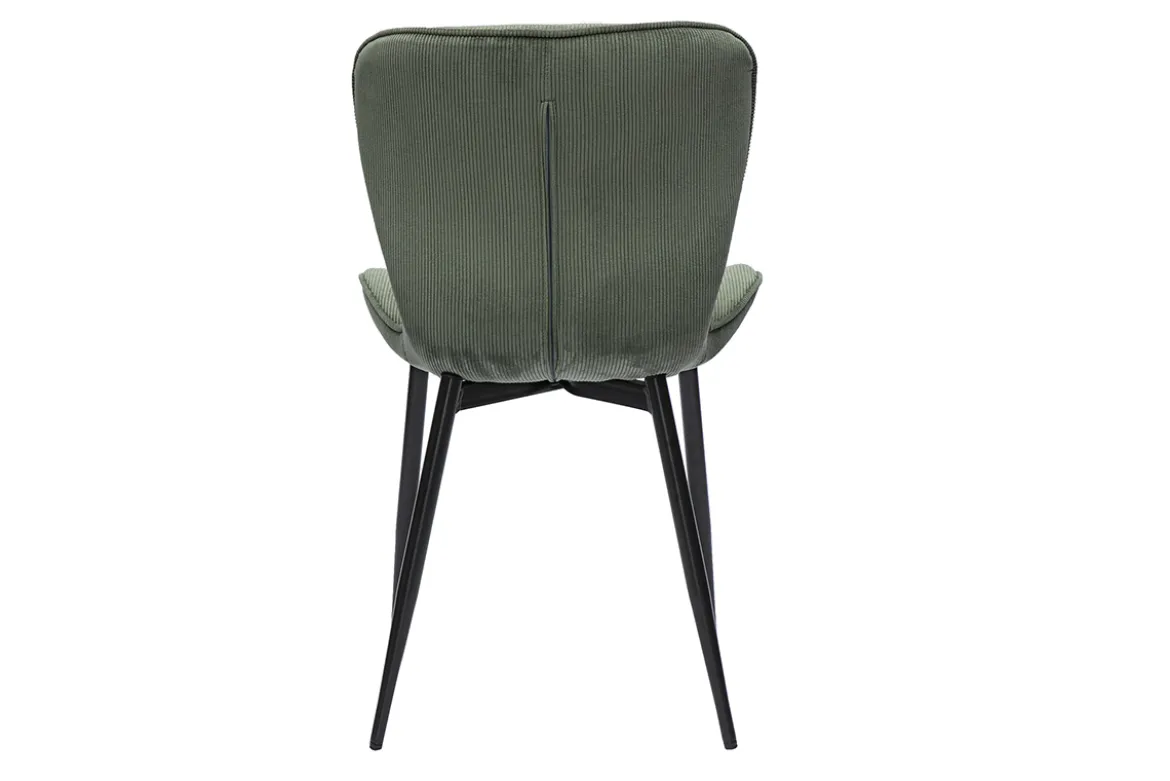 Chaises design en tissu velours côtelé vert kaki et métal noir (lot de 2) ADDICT