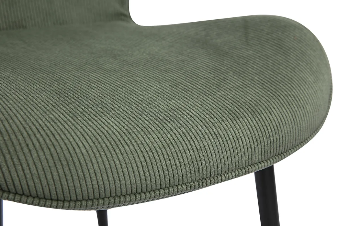 Chaises design en tissu velours côtelé vert kaki et métal noir (lot de 2) ADDICT