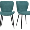 Chaises design en tissu velours côtelé bleu canard et métal noir (lot de 2) ADDICT