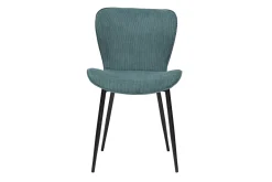 Chaises design en tissu velours côtelé bleu canard et métal noir (lot de 2) ADDICT