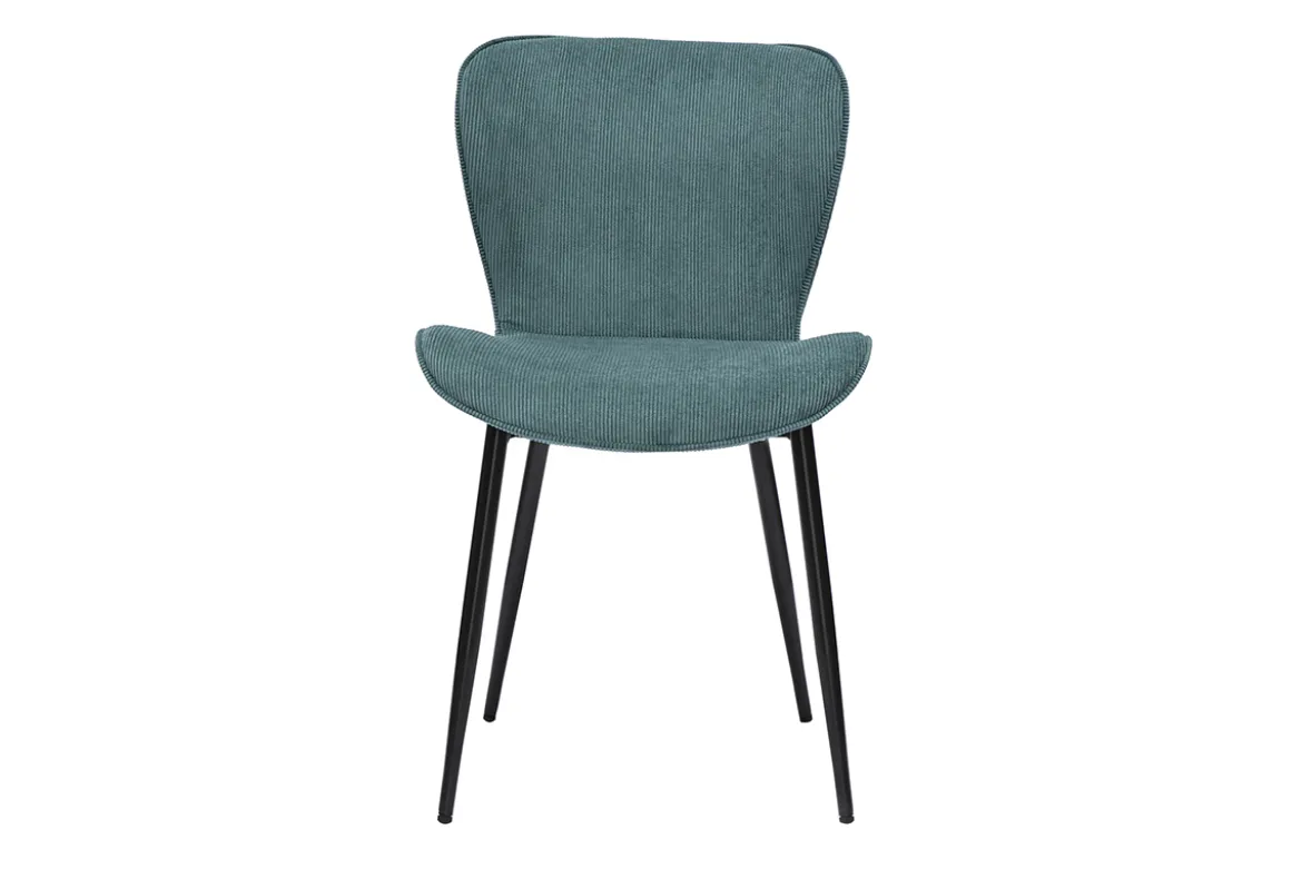 Chaises design en tissu velours côtelé bleu canard et métal noir (lot de 2) ADDICT