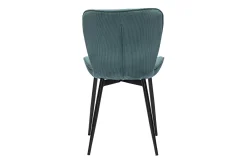 Chaises design en tissu velours côtelé bleu canard et métal noir (lot de 2) ADDICT