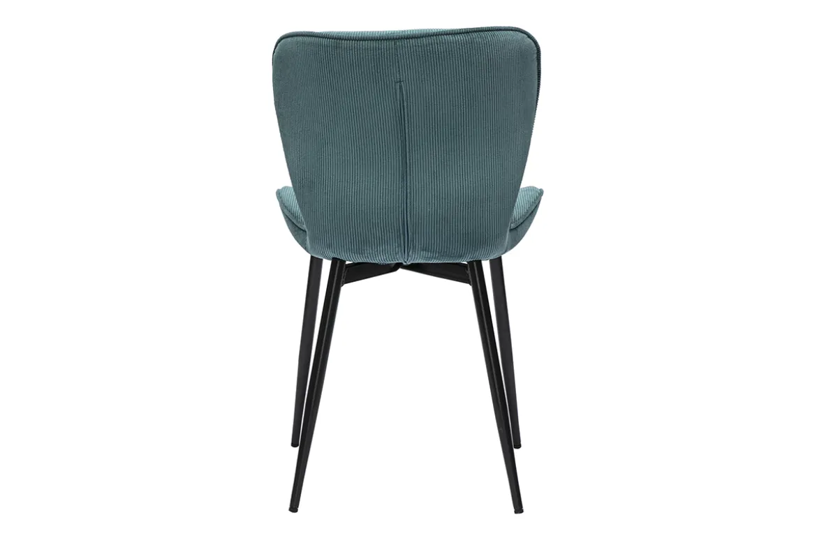 Chaises design en tissu velours côtelé bleu canard et métal noir (lot de 2) ADDICT