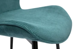 Chaises design en tissu velours côtelé bleu canard et métal noir (lot de 2) ADDICT