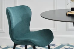 Chaises design en tissu velours côtelé bleu canard et métal noir (lot de 2) ADDICT