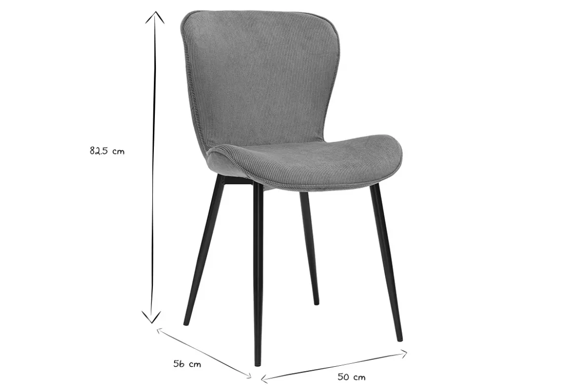 Chaises design en tissu velours côtelé bleu canard et métal noir (lot de 2) ADDICT