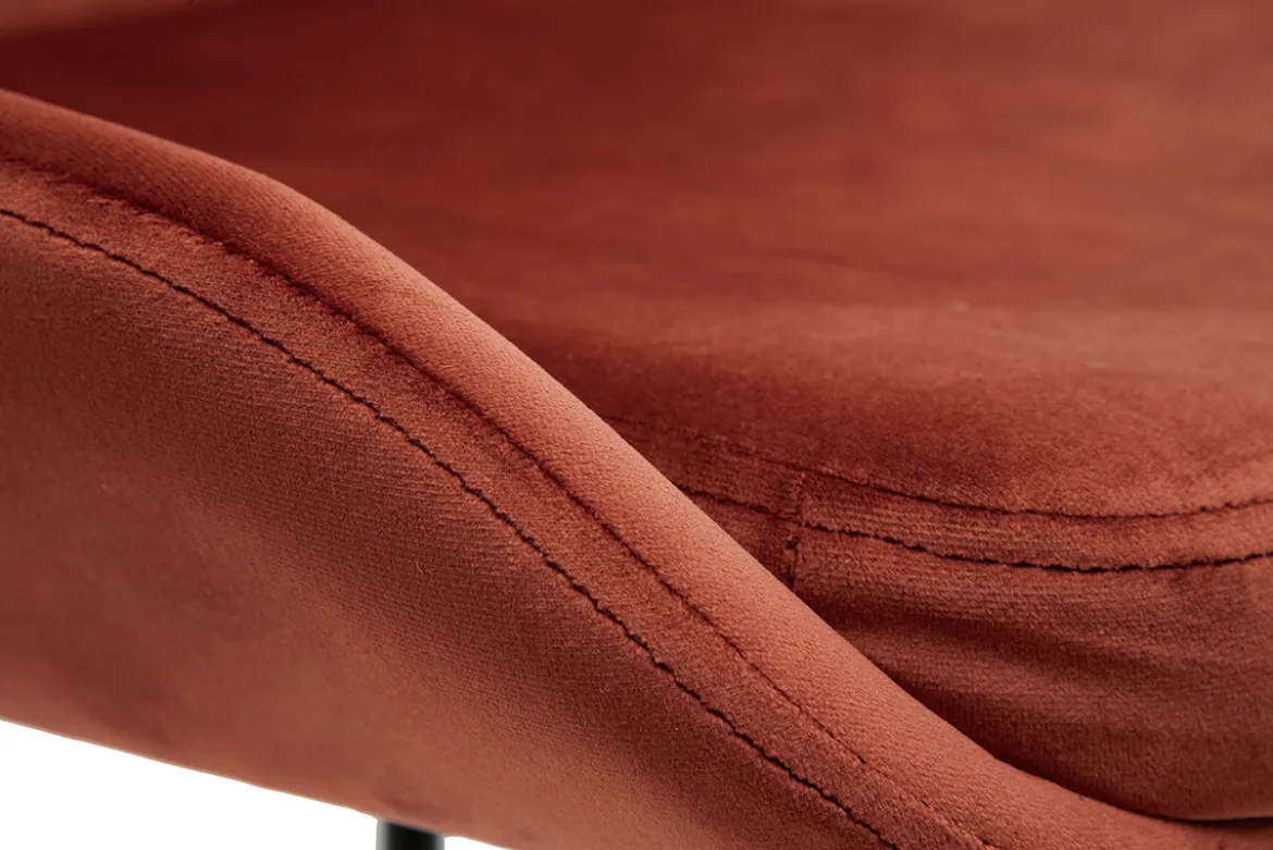 Chaises design en tissu velours rouge tomette et métal noir (lot de 2) HOLO