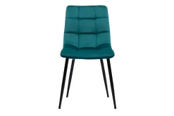 Chaises design en tissu velours bleu canard et métal noir (lot de 2) MAXWELL