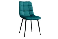 Chaises design en tissu velours bleu canard et métal noir (lot de 2) MAXWELL