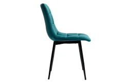 Chaises design en tissu velours bleu canard et métal noir (lot de 2) MAXWELL