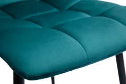 Chaises design en tissu velours bleu canard et métal noir (lot de 2) MAXWELL