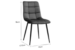 Chaises design en tissu velours bleu canard et métal noir (lot de 2) MAXWELL