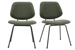 Chaises design en tissu vert kaki et métal noir (lot de 2) BARNET