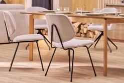 Chaises design en tissu vert kaki et métal noir (lot de 2) BARNET