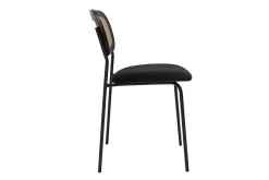 Chaises design en velours noir, métal noir et cannage rotin (lot de 2) MIRANDA