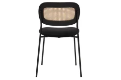 Chaises design en velours noir, métal noir et cannage rotin (lot de 2) MIRANDA