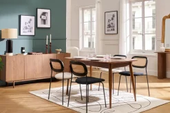 Chaises design en velours noir, métal noir et cannage rotin (lot de 2) MIRANDA