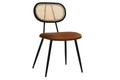 Chaises design en velours terre brûlée, métal noir et cannage rotin (lot de 2) SWANN