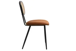 Chaises design en velours terre brûlée, métal noir et cannage rotin (lot de 2) SWANN