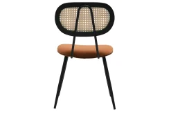 Chaises design en velours terre brûlée, métal noir et cannage rotin (lot de 2) SWANN