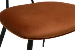 Chaises design en velours terre brûlée, métal noir et cannage rotin (lot de 2) SWANN