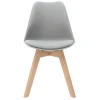 Chaises design gris et bois clair massif (lot de 2) PAULINE