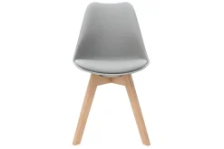 Chaises design gris et bois clair massif (lot de 2) PAULINE
