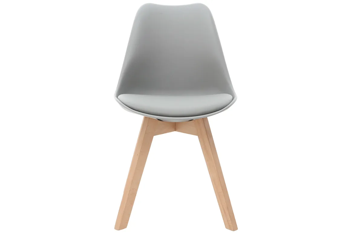 Chaises design gris et bois clair massif (lot de 2) PAULINE