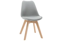 Chaises design gris et bois clair massif (lot de 2) PAULINE