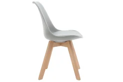 Chaises design gris et bois clair massif (lot de 2) PAULINE