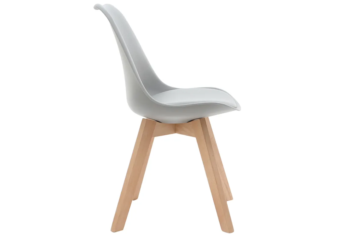 Chaises design gris et bois clair massif (lot de 2) PAULINE