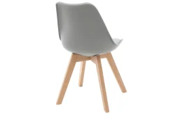 Chaises design gris et bois clair massif (lot de 2) PAULINE