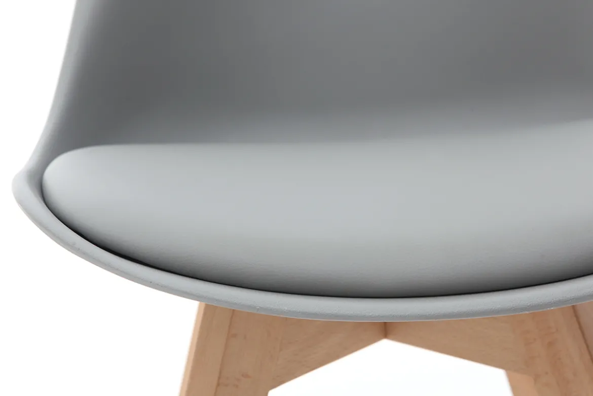 Chaises design gris et bois clair massif (lot de 2) PAULINE
