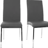 Chaises design gris et métal acier chromé (lot de 2) SIMEA