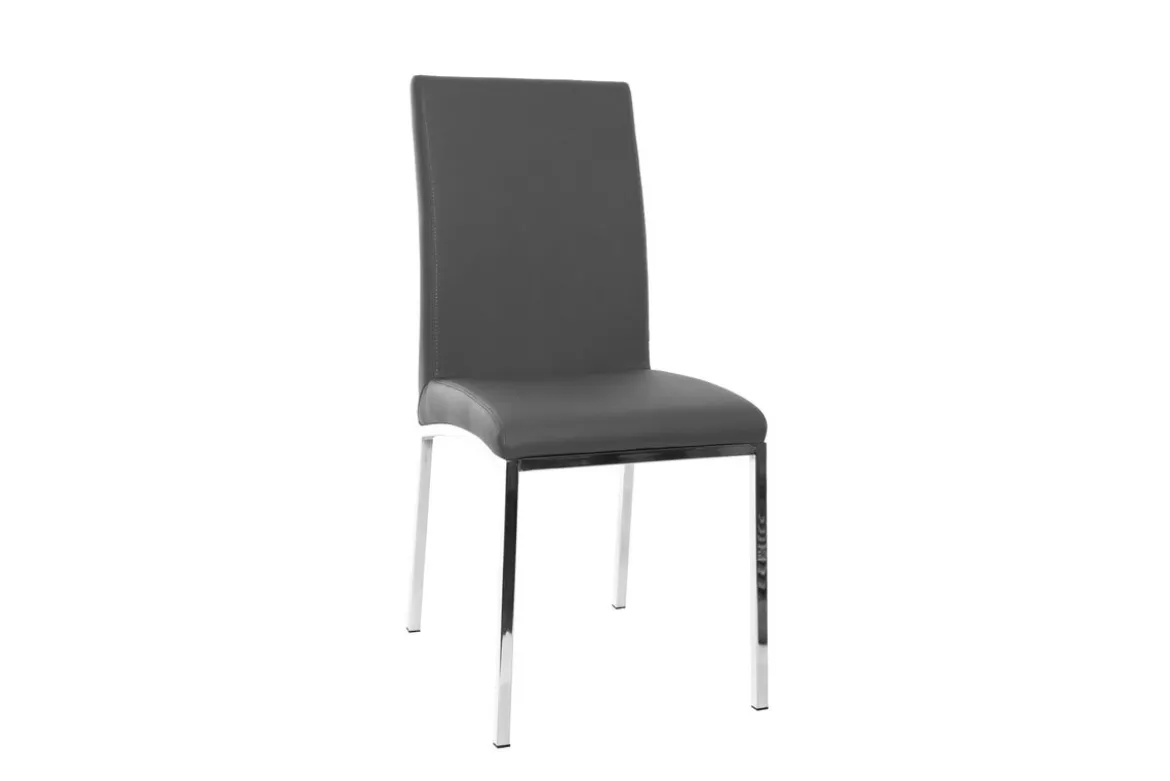 Chaises design gris et métal acier chromé (lot de 2) SIMEA