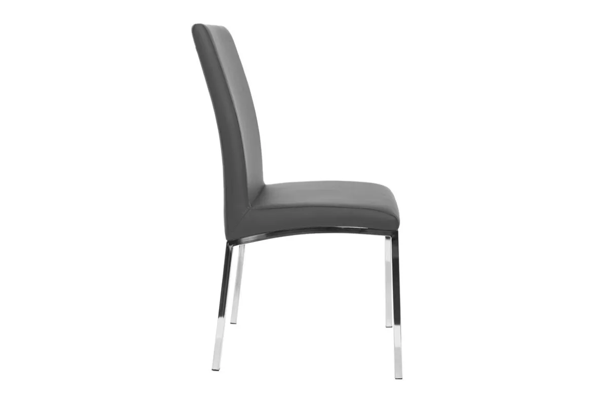 Chaises design gris et métal acier chromé (lot de 2) SIMEA