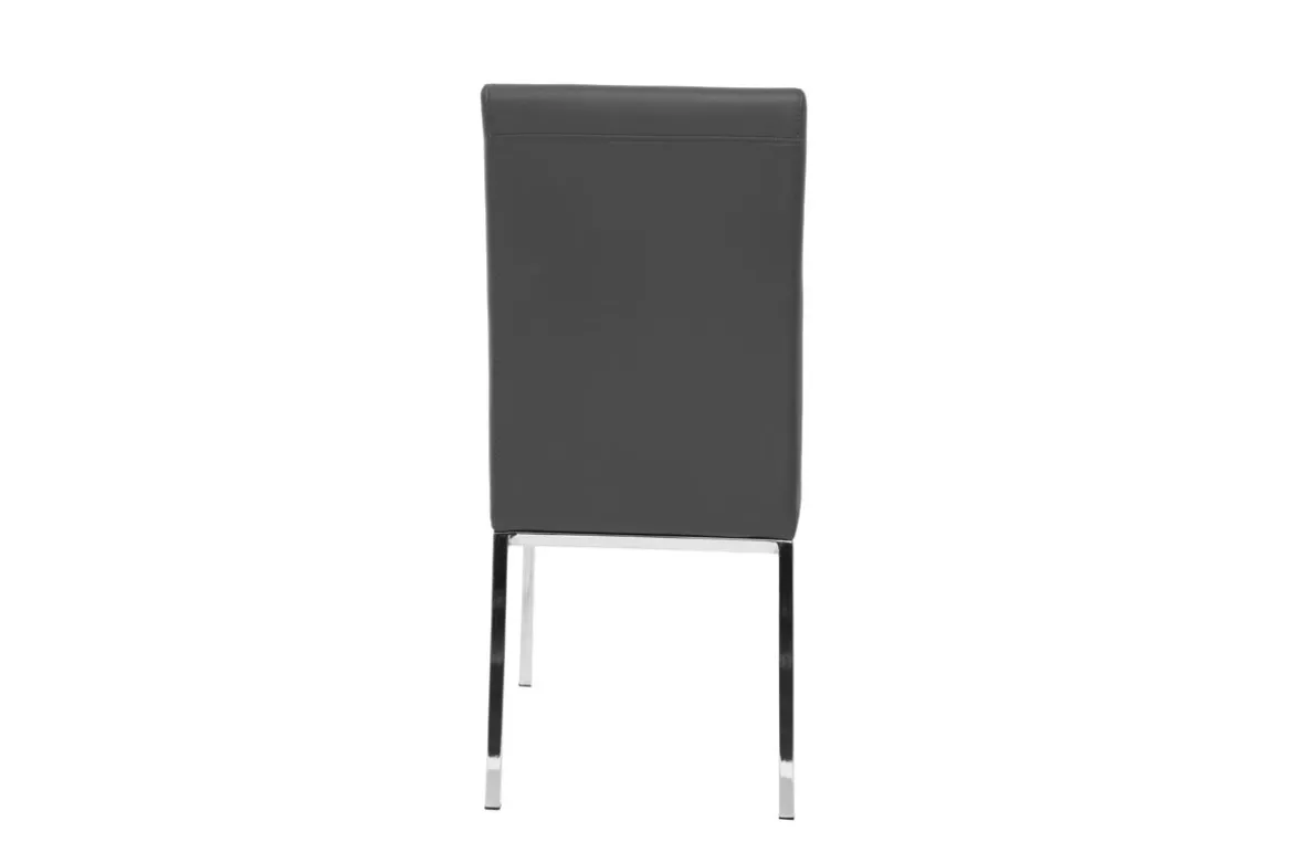 Chaises design gris et métal acier chromé (lot de 2) SIMEA