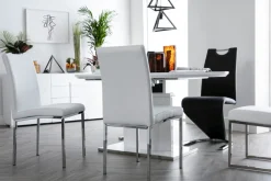 Chaises design gris et métal acier chromé (lot de 2) SIMEA