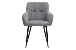 Chaises design matelassées en tissu velours texturé gris et métal noir (lot de 2) MONTERO