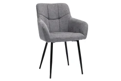 Chaises design matelassées en tissu velours texturé gris et métal noir (lot de 2) MONTERO